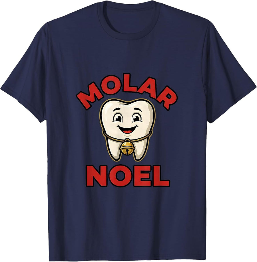 Molar Noel Funny Dental Christmas Dentist Dental Hygienist T-Shirt - Navy Blue