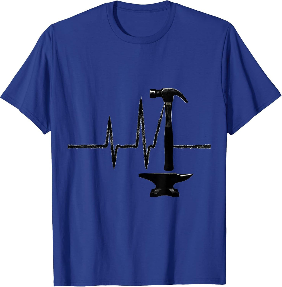Men's Blacksmith Hammer Pulse Line Hobbyist Occupation Humor T-Shirt - Royal Blue