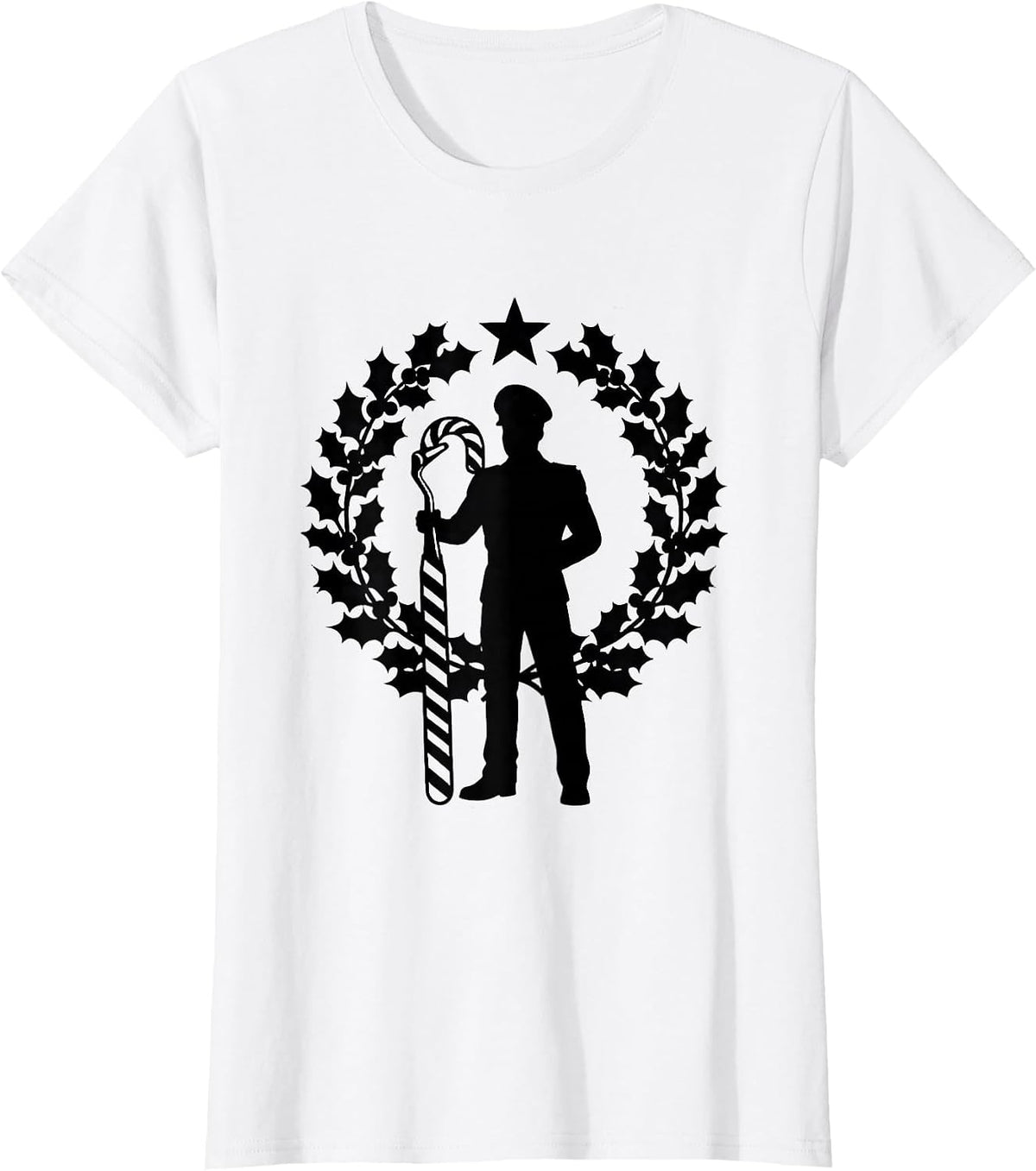 Dental Mirror Sentinel Silhouette Funny Dentist Christmas T-Shirt - White