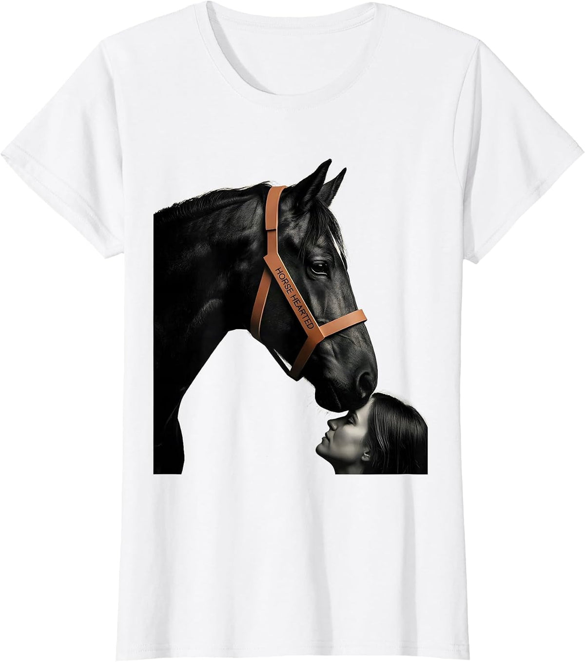 Horse Hearted Minimalist Horse Lover Girl Humor T-Shirt - White