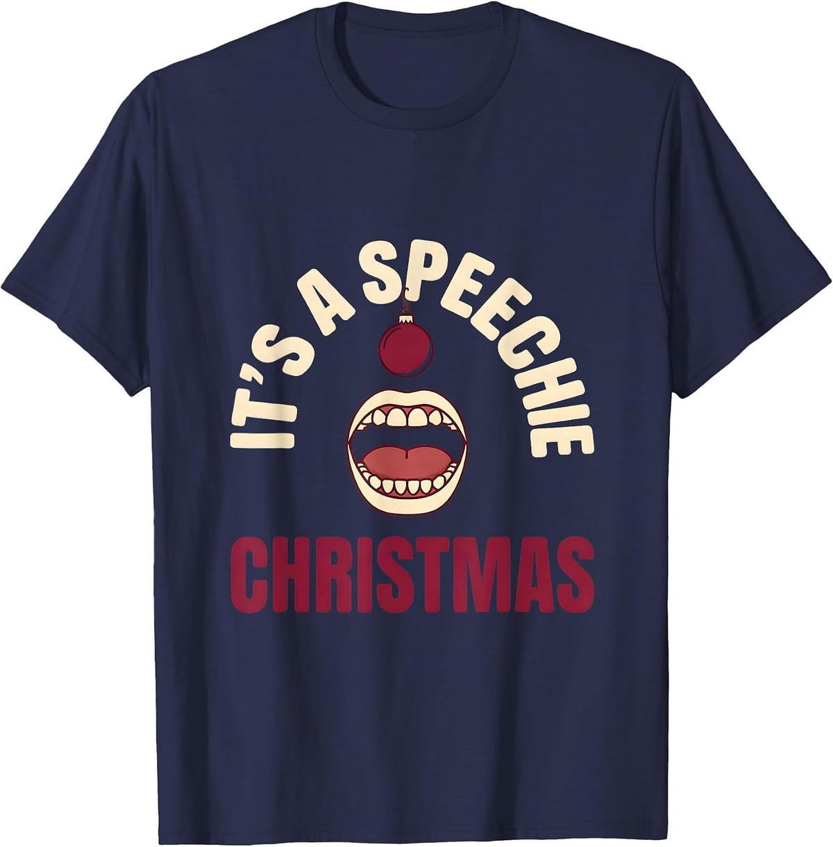 Men's It's a Speechie Christmas Funny SLP Speech Therapist Holiday T-Shirt - Navy Blue
