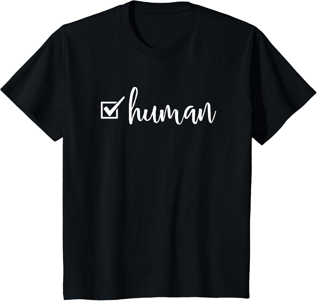 Human Checkmark Inspirational Motivational Novelty Art T-Shirt - Black