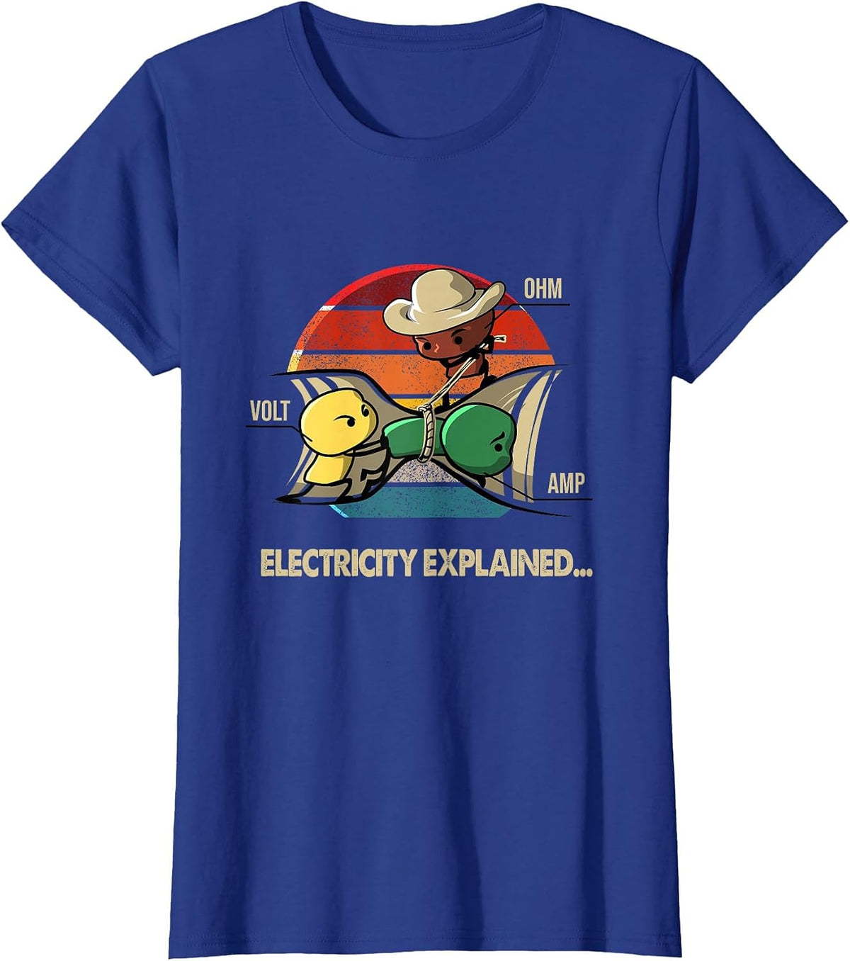 Ohm Volt Amp Electricity Explained Vintage Electrician Nerd T-Shirt - Royal Blue