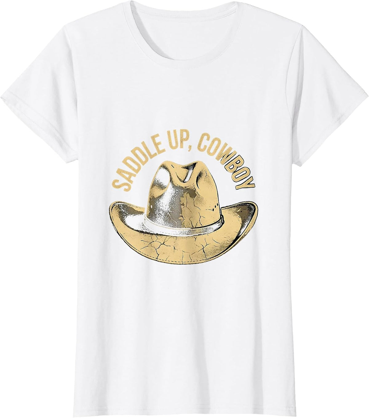 Women's Saddle Up Cowboy Western Graphic Design T-Shirt - White