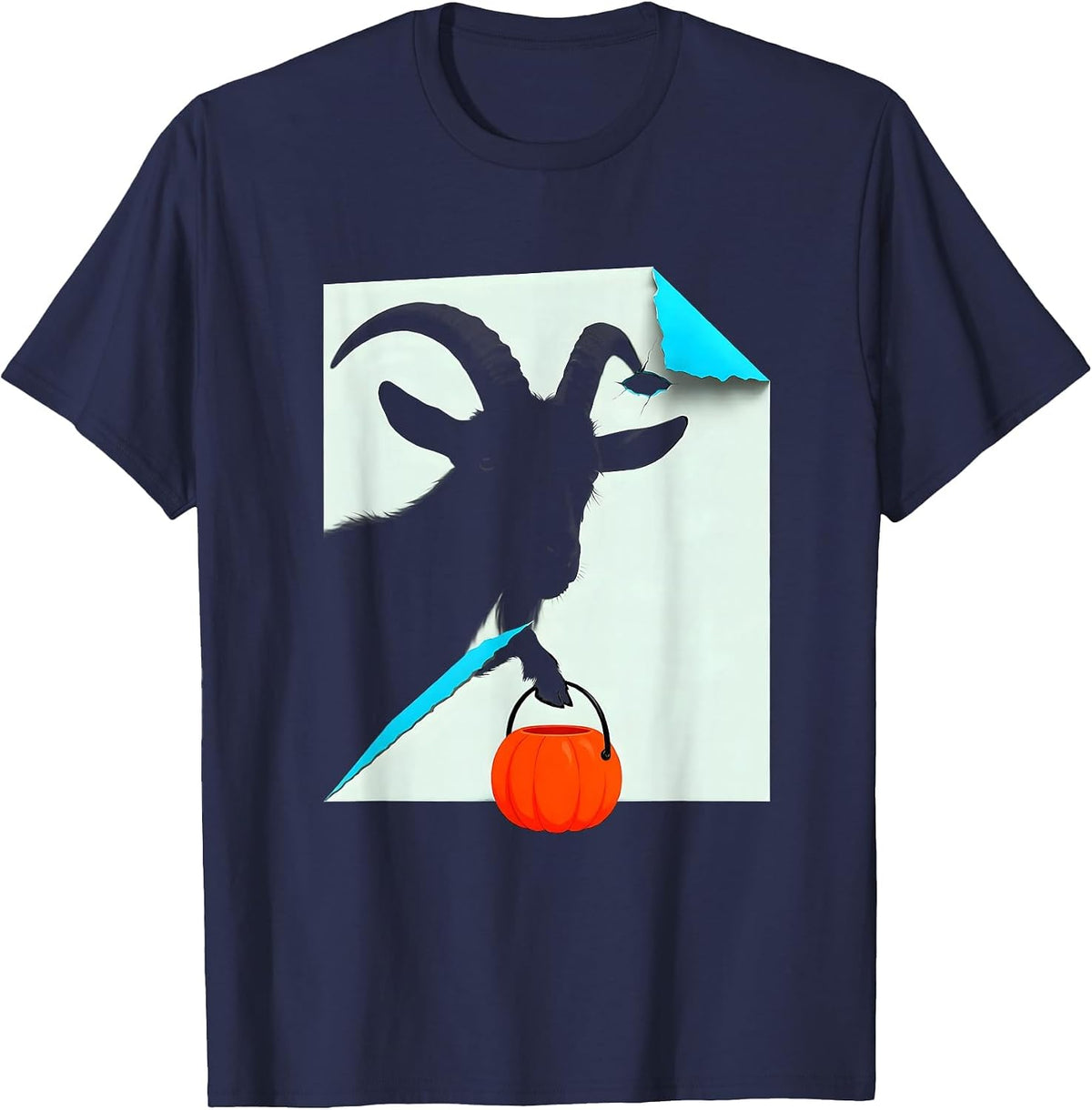 Goat Ghost Spooky Halloween Farm Animal Lover T-Shirt - Navy Blue