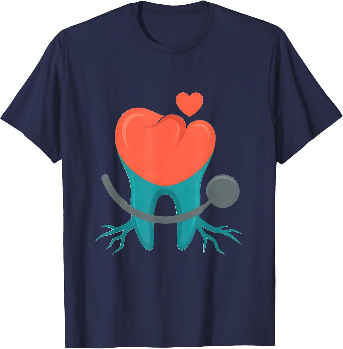 Men's Heart Crowned Molar Dental Professional Funny Valentine Gift T-Shirt - Navy Blue