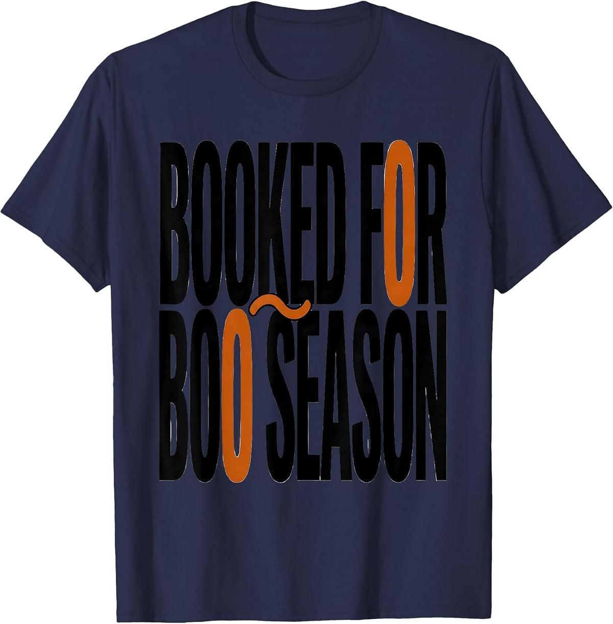 Men's Booked For Boo Season Cute Ghost Book Lover Halloween Humor T-Shirt - Navy Blue