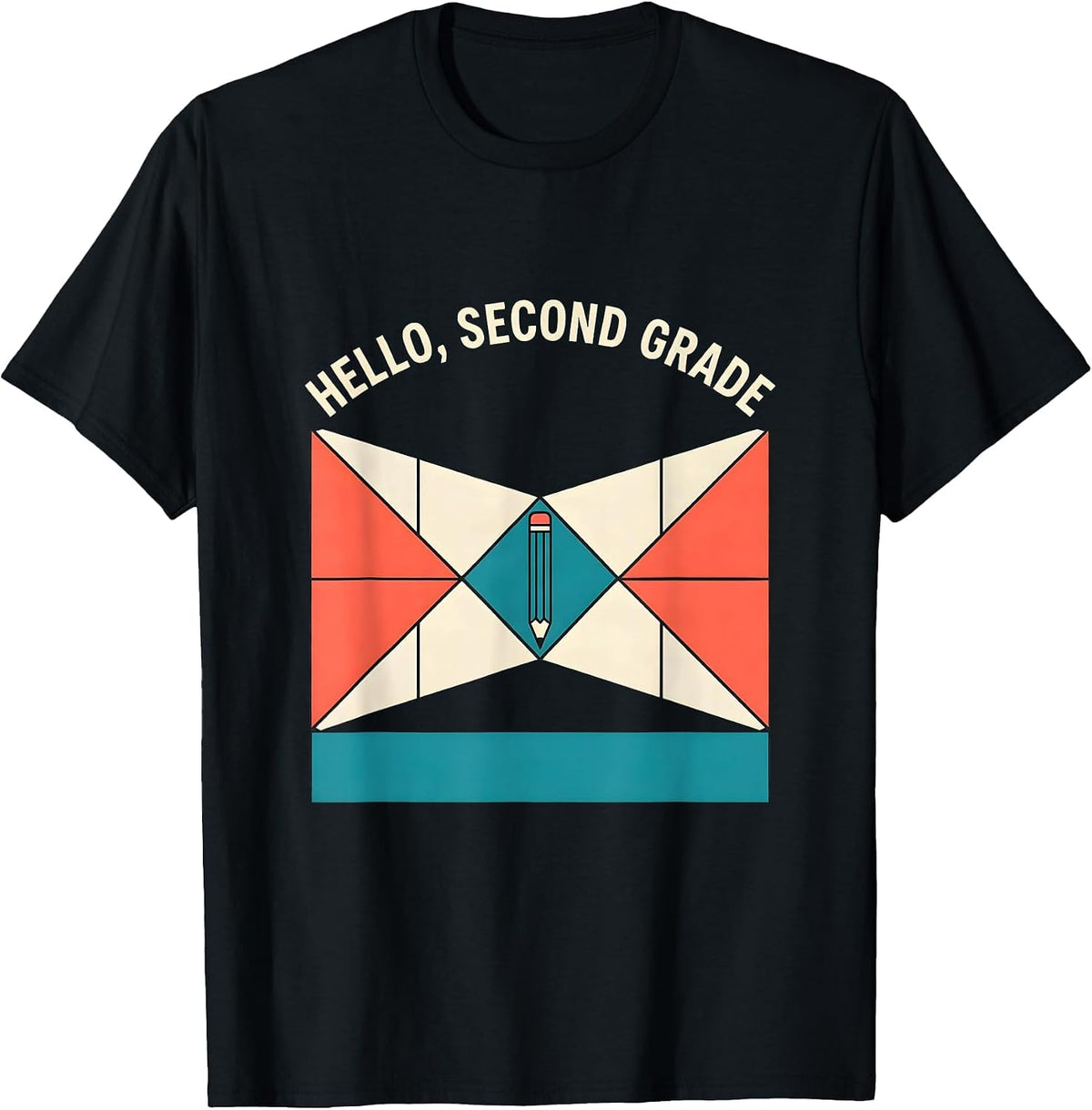 Men's Hello, Second Grade Coquette Bow Back to School Pencil T-Shirt - Black
