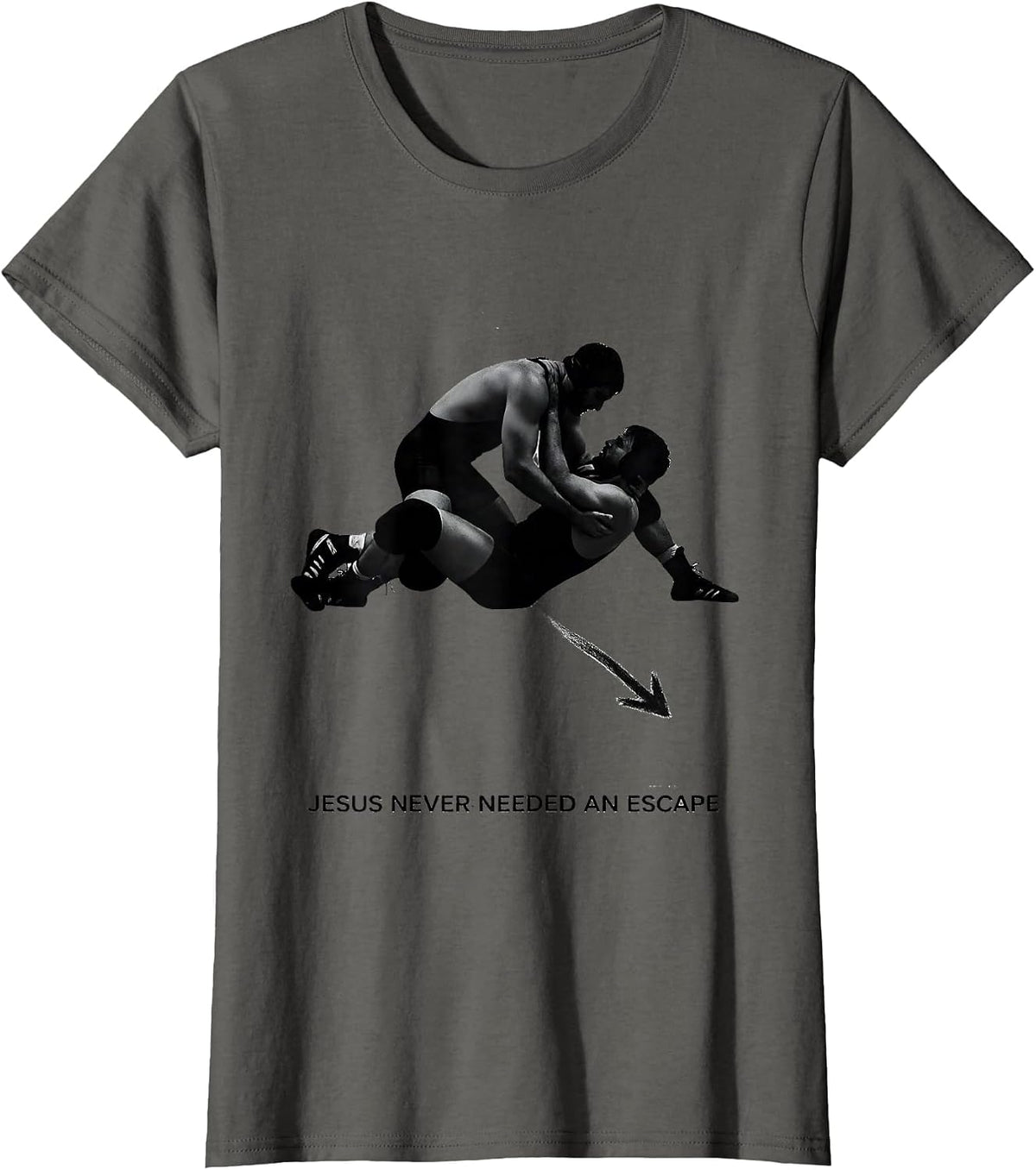 Women's Jesus Never Needed An Escape Christian Wrestling Youth T-Shirt - Asphalt Grey