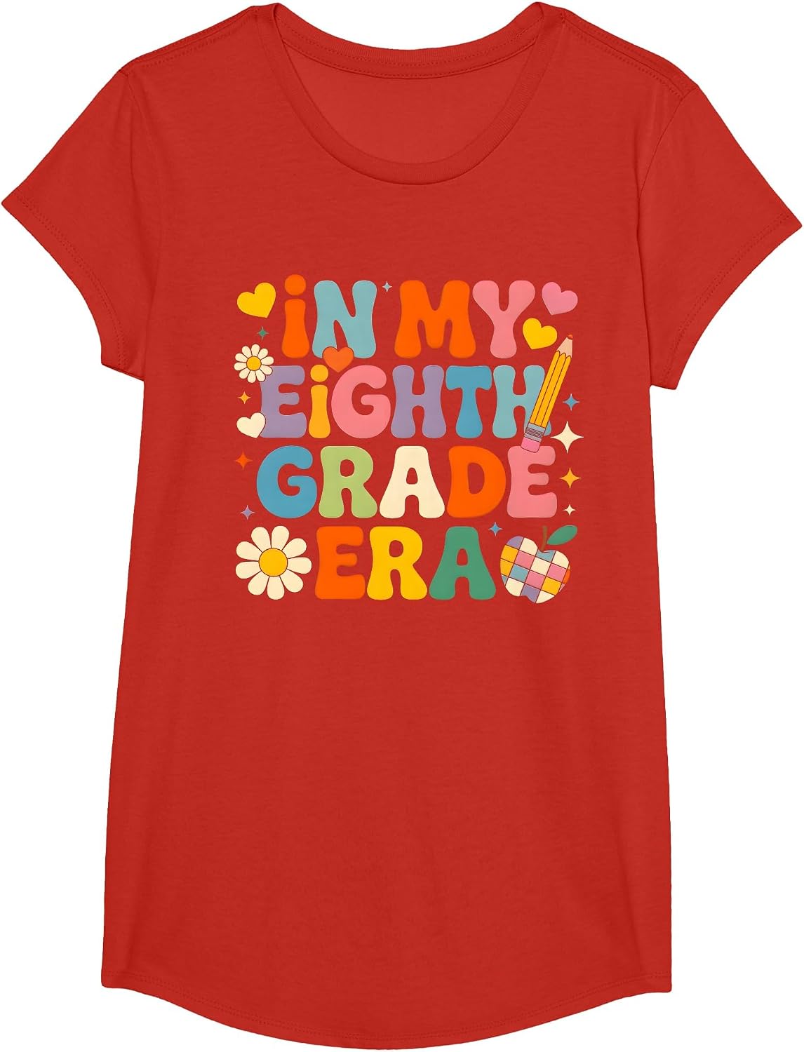 in My Eighth Grade Era Girl Back to School 8th Grade Teacher T-Shirt - Girls Red