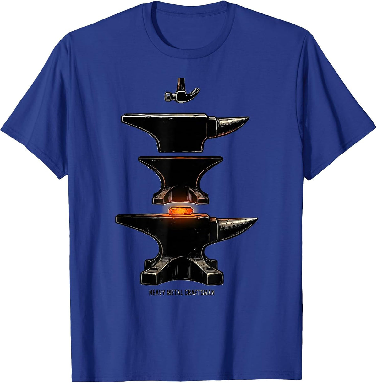 Heavy Metal Craftsman Exploded Anvil Forging Humor T-Shirt - Royal Blue