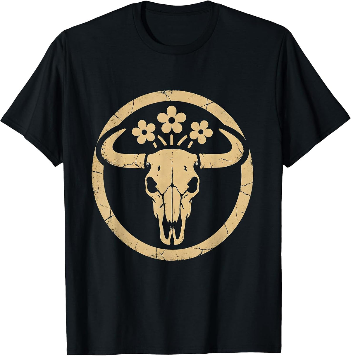 Men's Cowgirl Silhouette Riding Horse at Sunset T-Shirt - Black