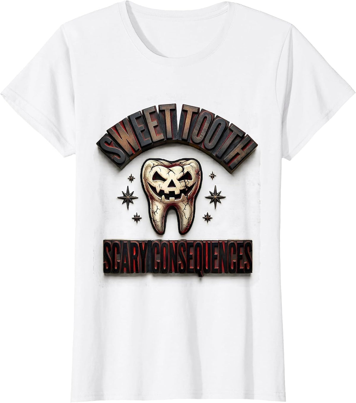 Sweet Tooth Scary Consequences Dental Halloween T-Shirt - White