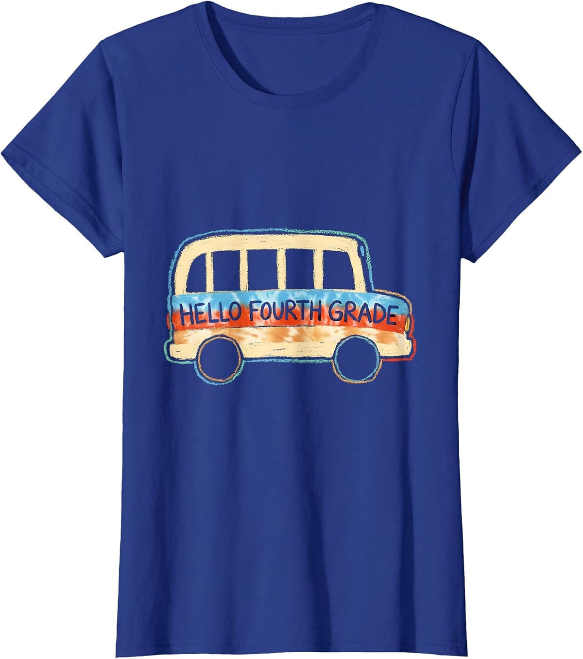 Women's Hello Fourth Grade Naive Kidcore Back To School Grade Level T-Shirt - Royal Blue