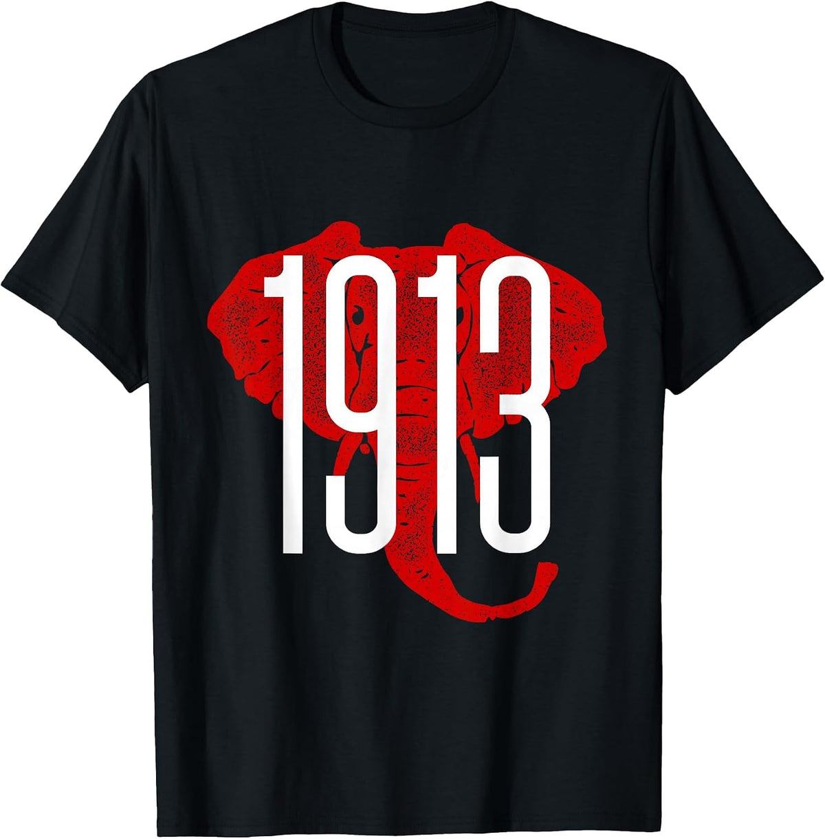 GGT 1913 Bold Elephant Background College T-Shirt - Black