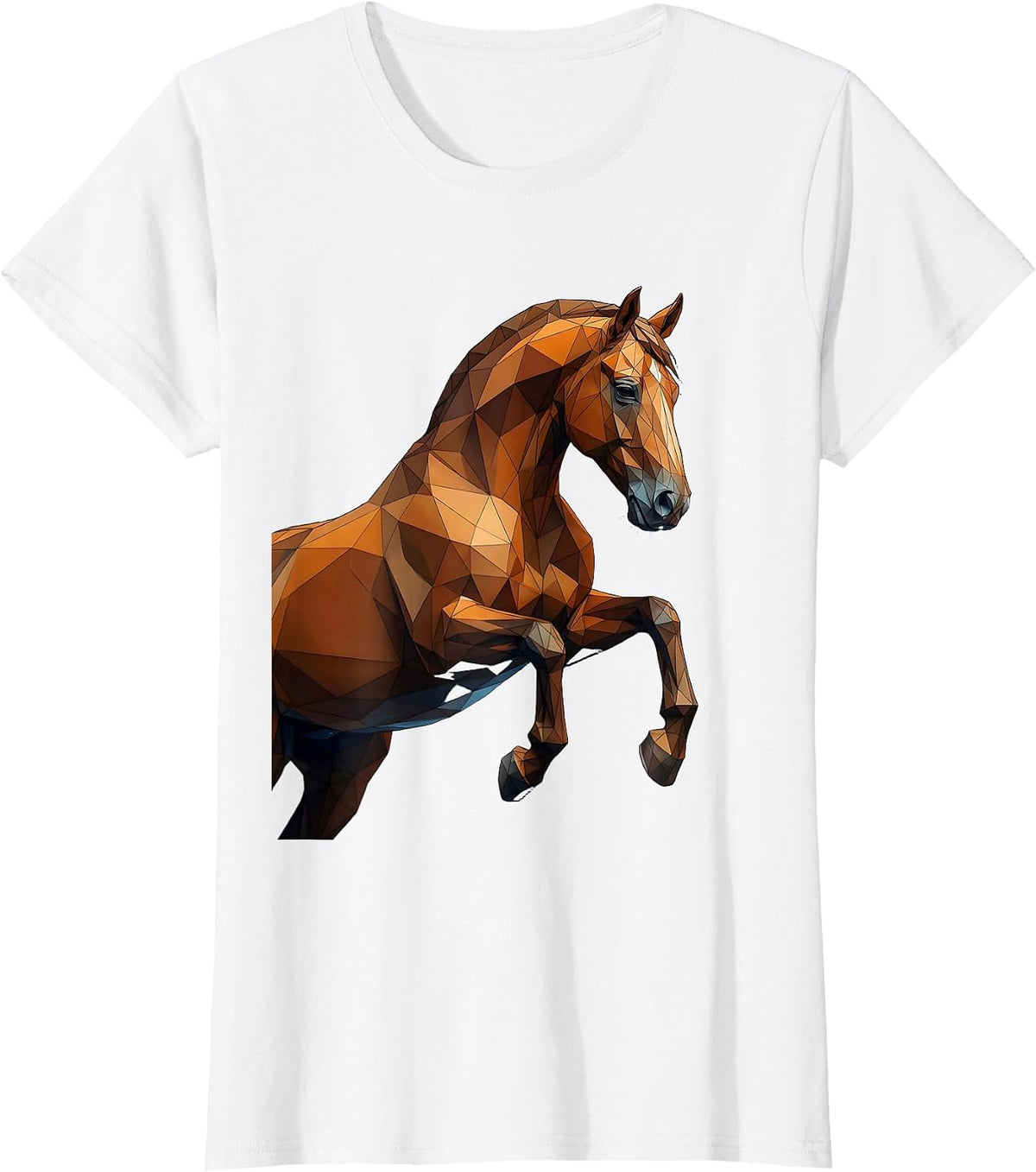 Geometric Triangle Horse Low Poly Art Design T-Shirt - White