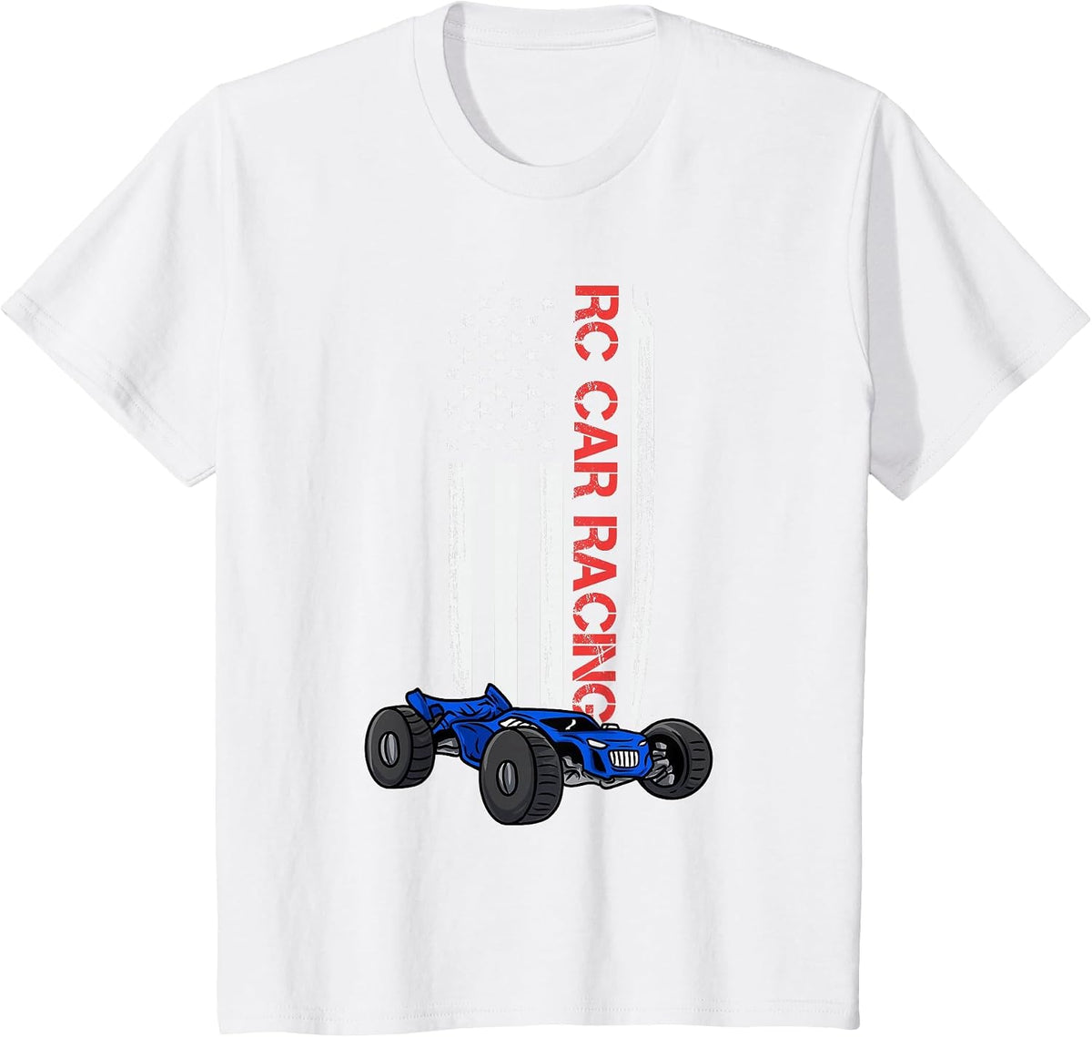 Radio Control American Flag RC Car Racing T-Shirt - White