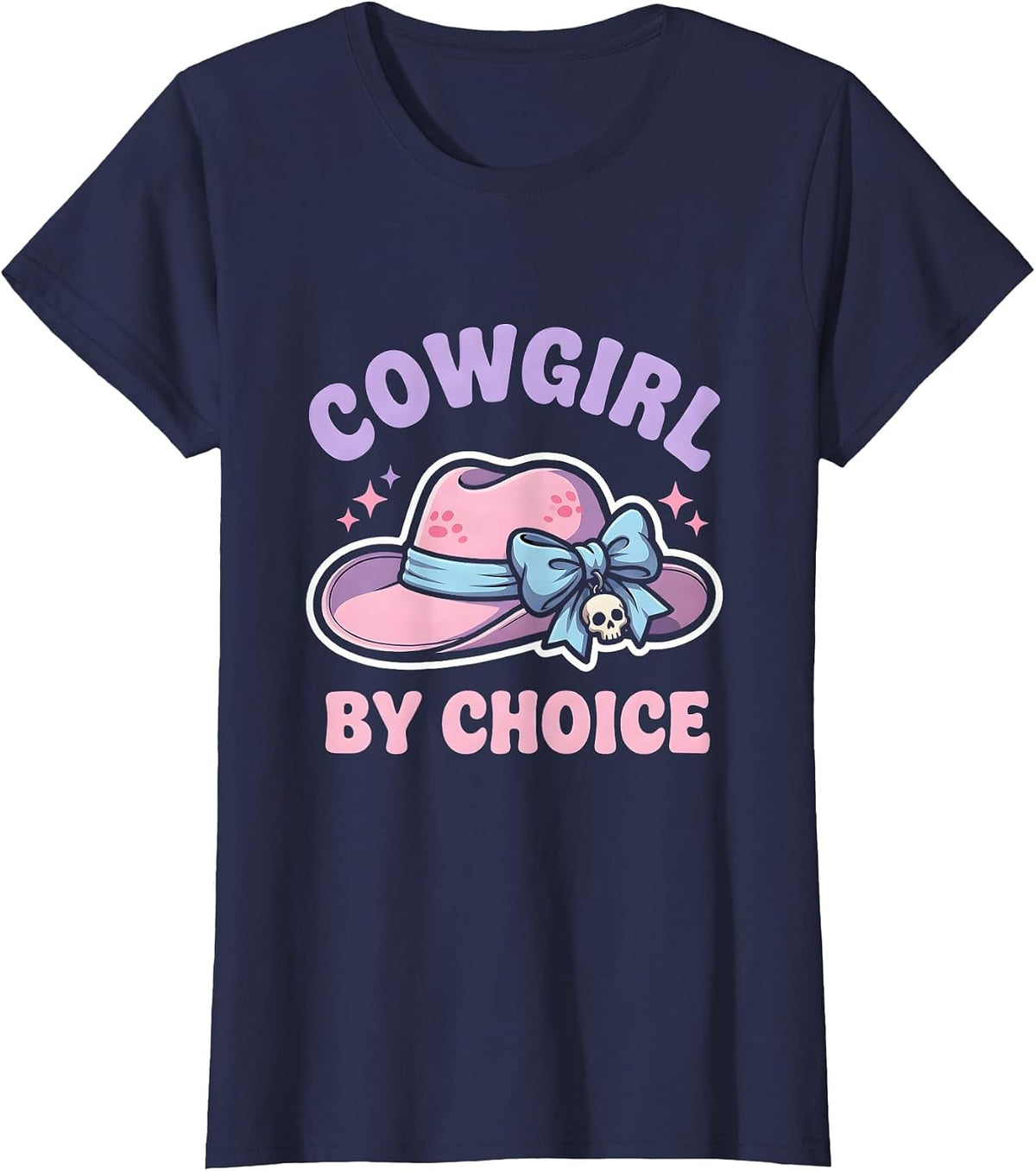 Women's Cowgirl By Choice Western Girls Design T-Shirt - Navy Blue