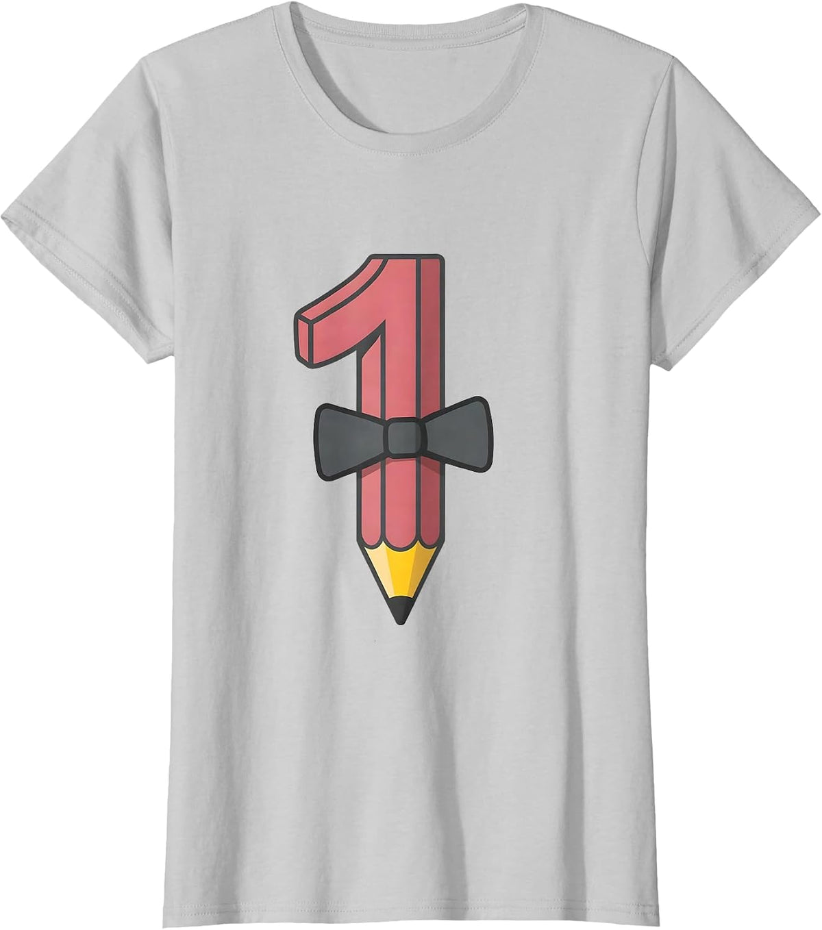 Women's Oversized Grade Number Pencil Point Coquette Bow Back T-Shirt - Silver Grey