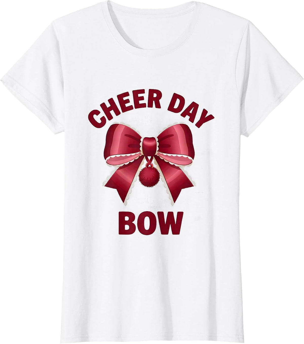 Women's Cheer Day Bow Coquette Ribbon State Pride Sport Gift T-Shirt - White