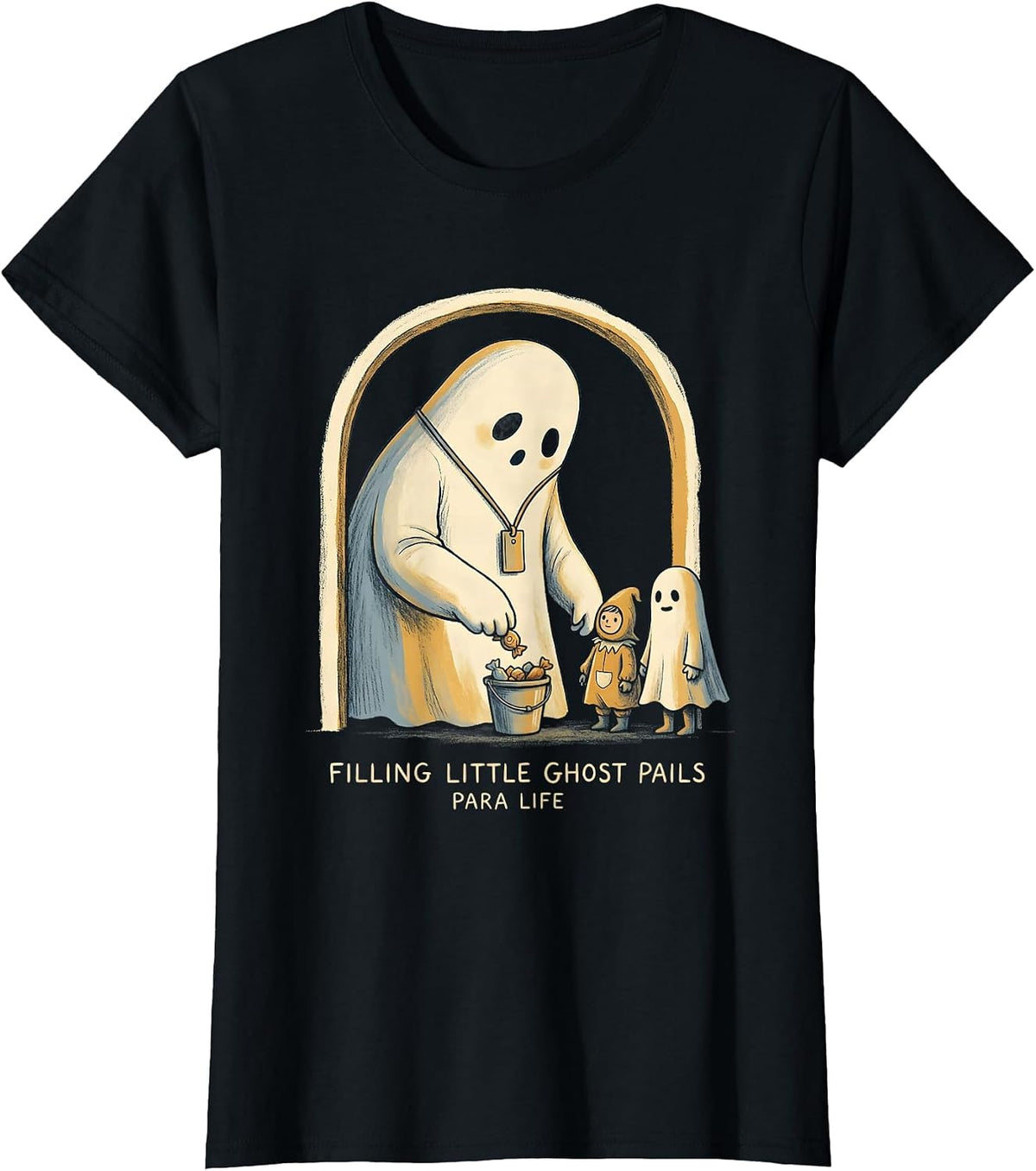 Filling Little Ghost Pails Para Life Sped Teacher Halloween T-Shirt - Black