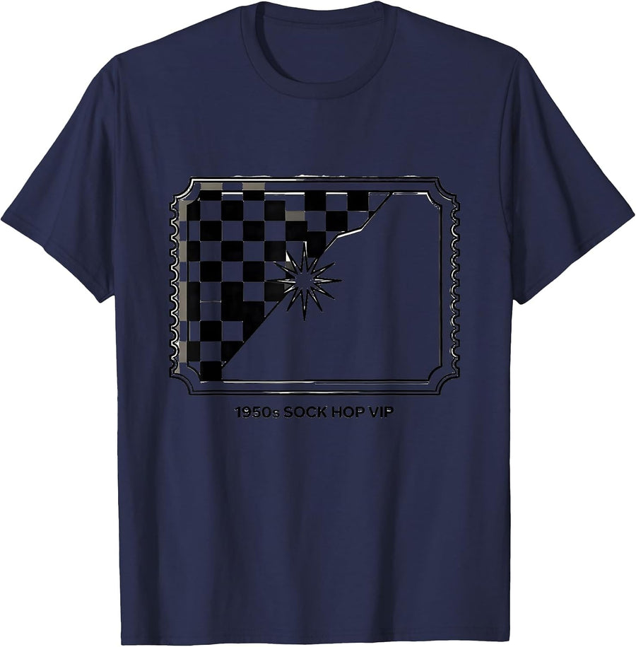 1950s Sock Hop VIP Retro 50s Vintage Rockabilly Party T-Shirt - Navy Blue