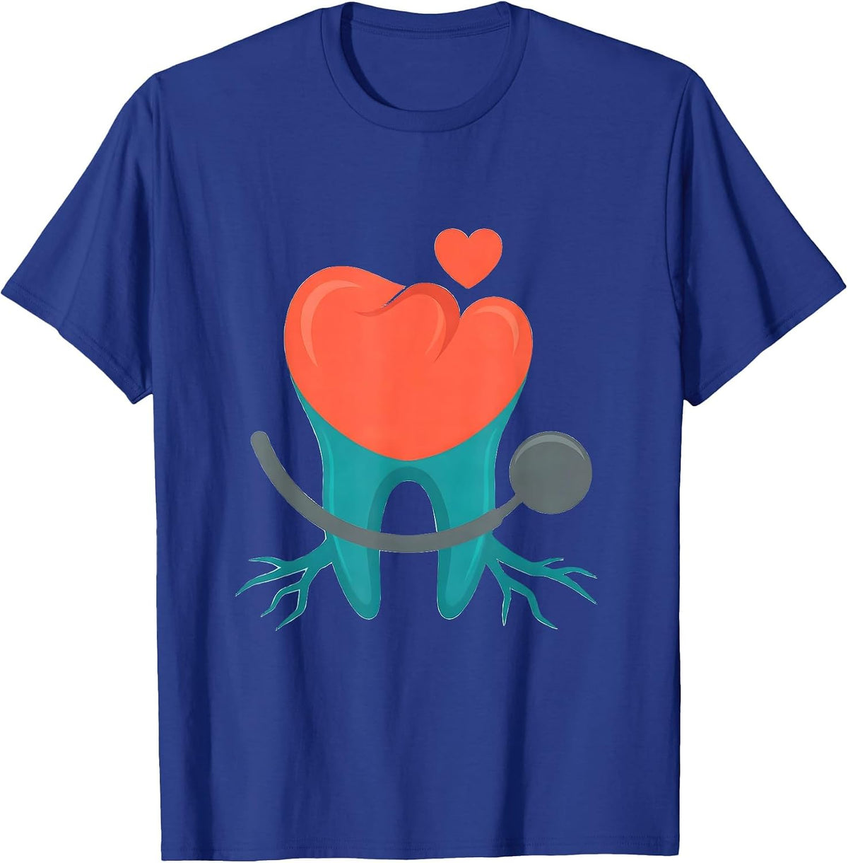 Men's Heart Crowned Molar Dental Professional Funny Valentine Gift T-Shirt - Royal Blue