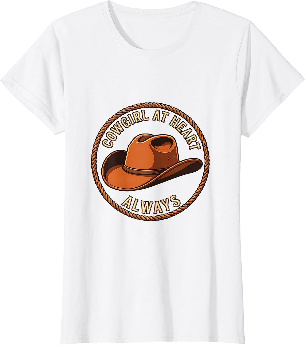 Women's Cowgirl At Heart Always Western Design T-Shirt - White