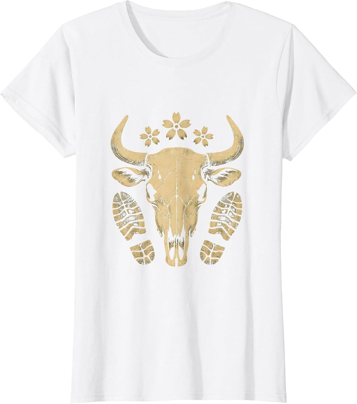 Women's Dusty Trail Boot Prints Cowboy Western Graphic T-Shirt - White