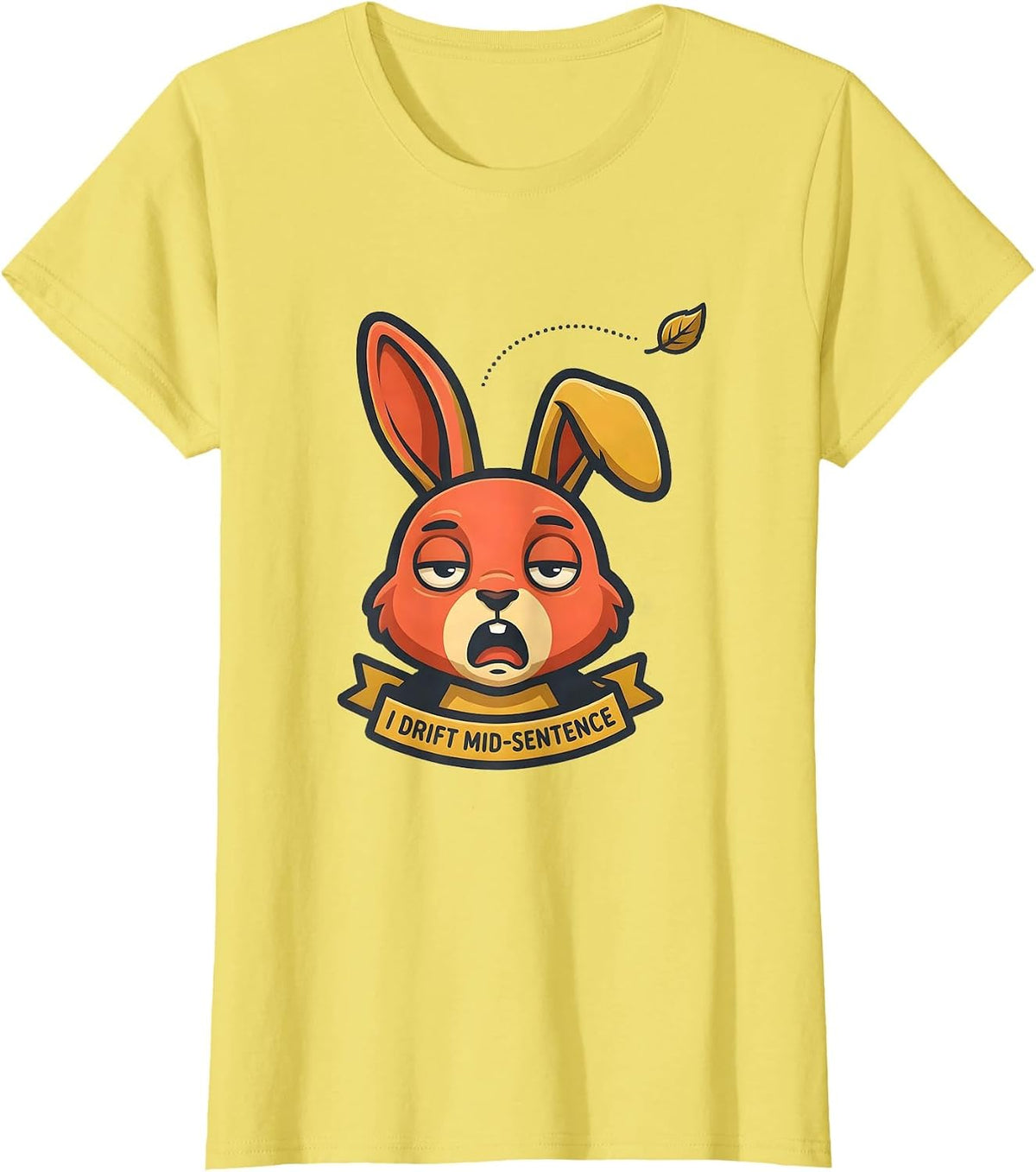 I Drift Mid-Sentence Funny Neurodiversity Humor Mascot Logo T-Shirt - Lemon Yellow