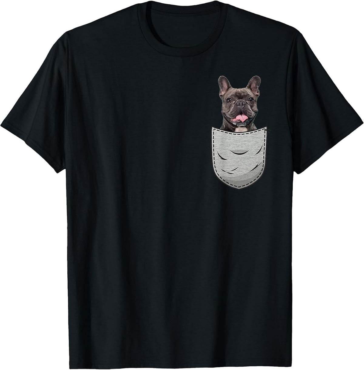 Frenchie French Bulldog Chest Pocket T-Shirt - Black
