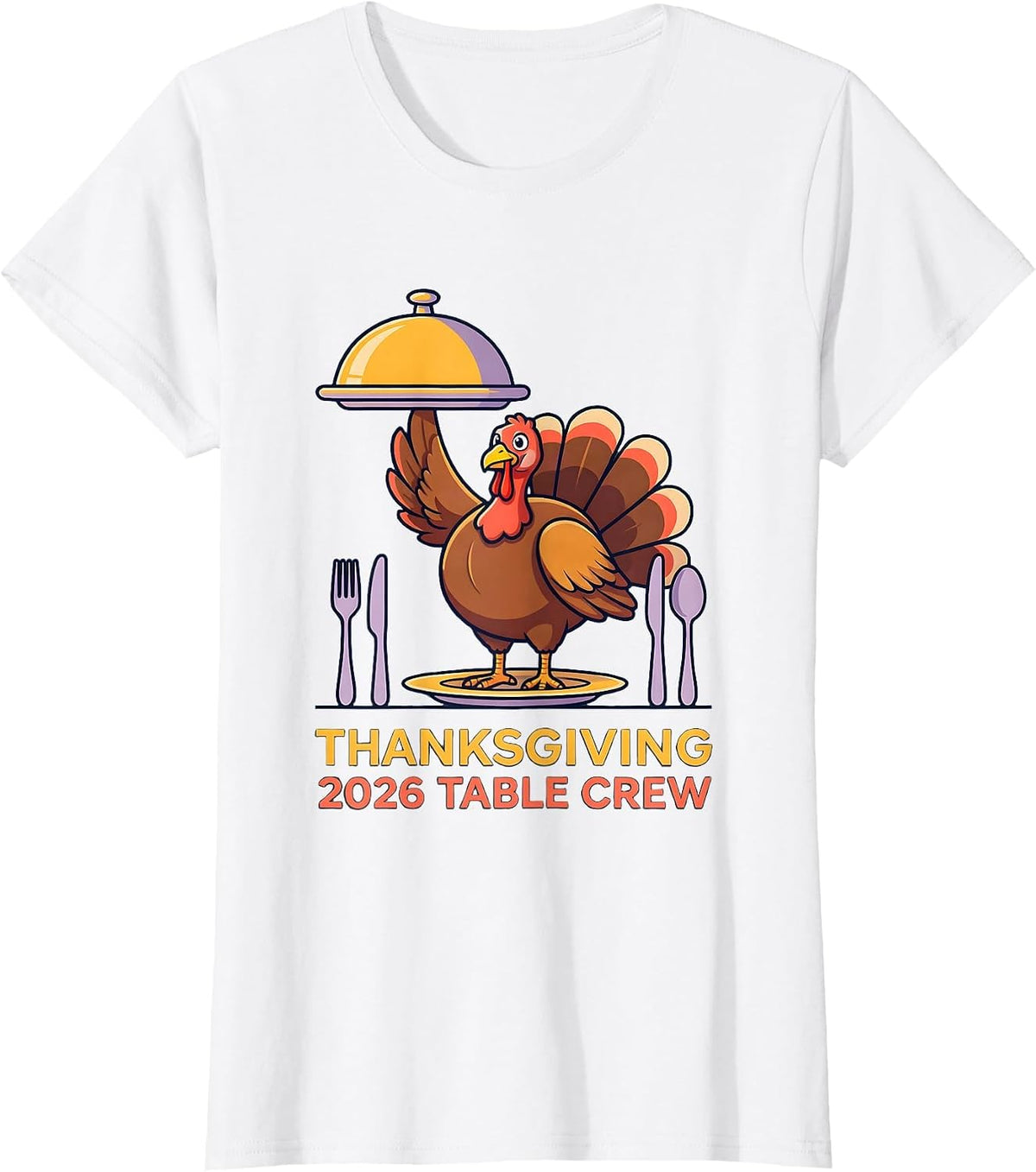 Thanksgiving 2026 Table Crew Family Crew Matching T-Shirt - White