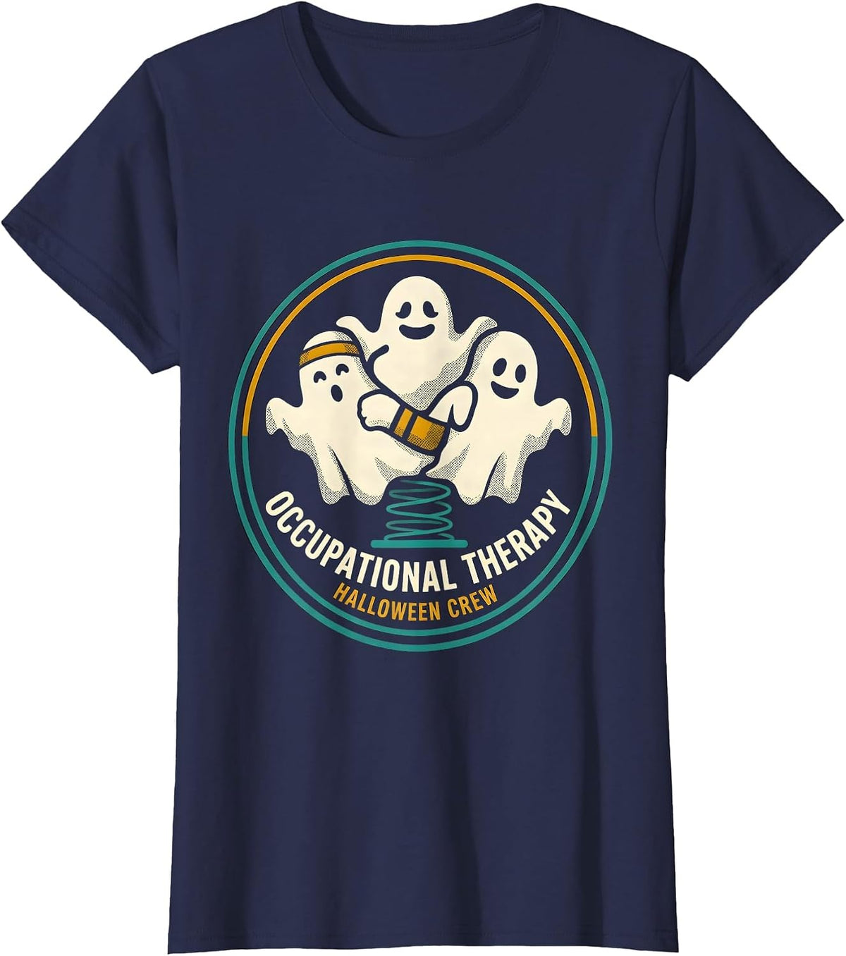 Women's Occupational Therapy Halloween Crew Midcentury Modern T-Shirt - Navy Blue