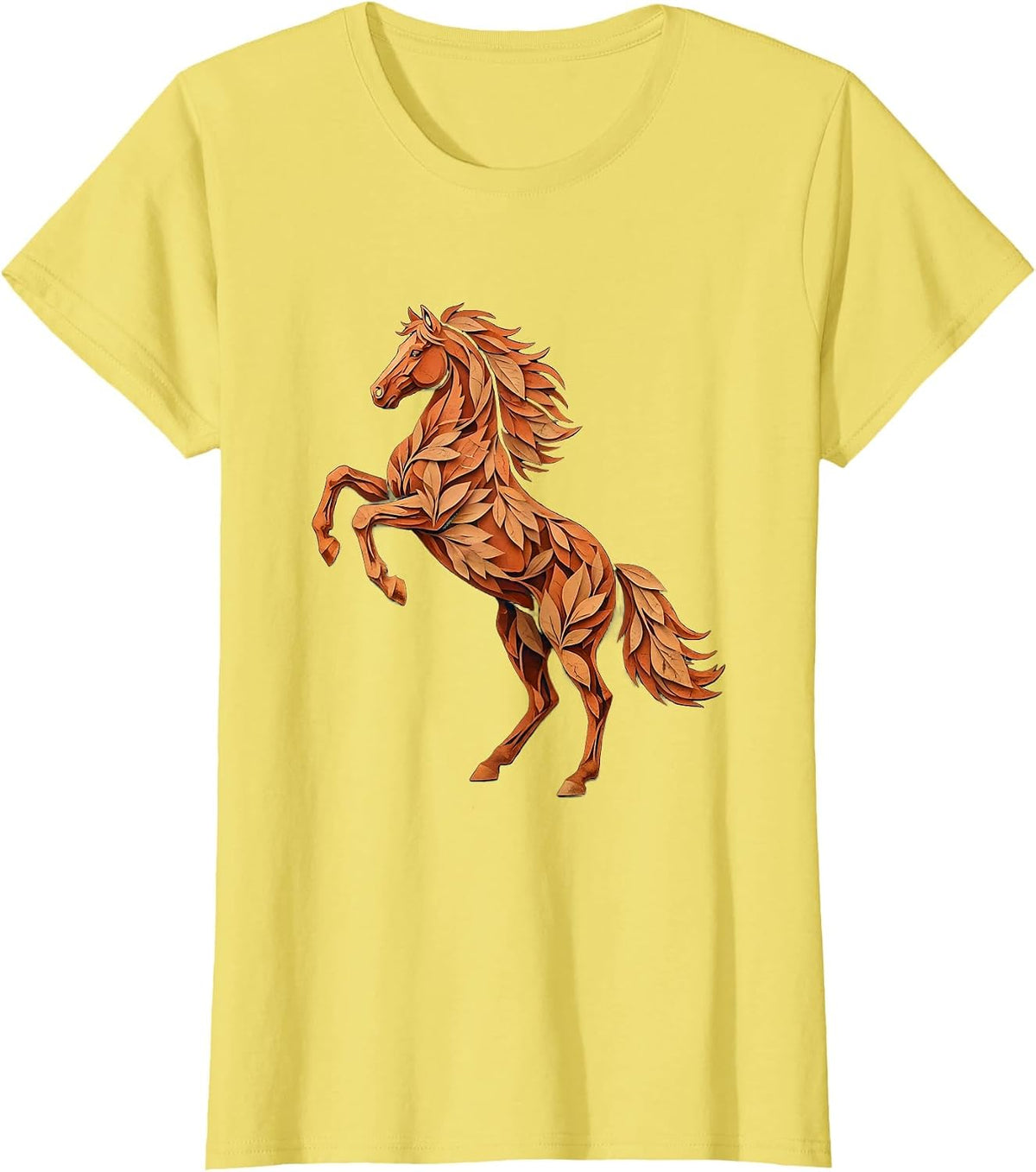 Horse Silhouette Fiery Sunset Graphic Design T-Shirt - Lemon Yellow