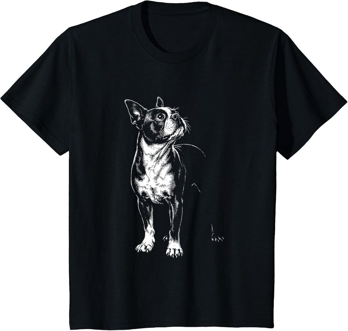 Boston Terrier Portrait Minimalist T-Shirt - Black