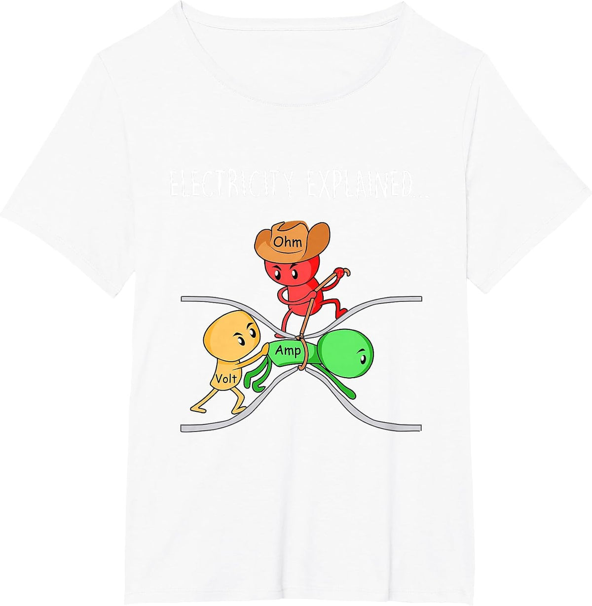 Funny Physics Teacher Electricity Explained Science Joke T-Shirt - White