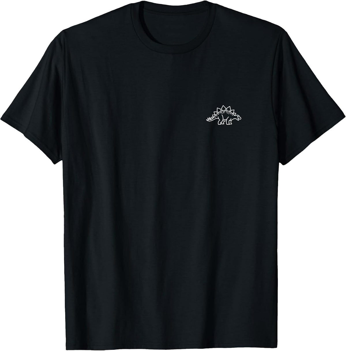 Stegosaurus Minimalist Badge Patch Line Art Dinosaur T-Shirt - Black