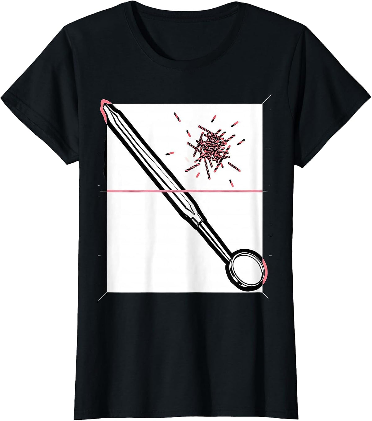 Dental Explorer Christmas Dentist Novelty Humor T-Shirt - Black