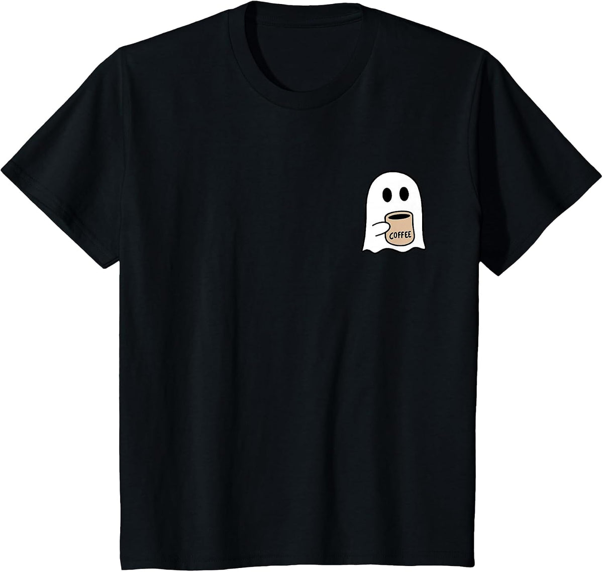 Ghost Drinking Coffee Funny Halloween Costume Coffee Lover T-Shirt - Black