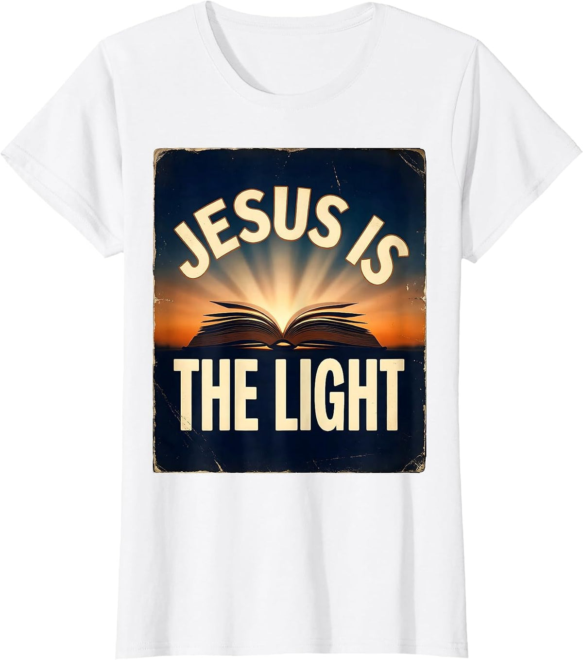 Jesus Is The Light Vintage Bible School Design T-Shirt - White