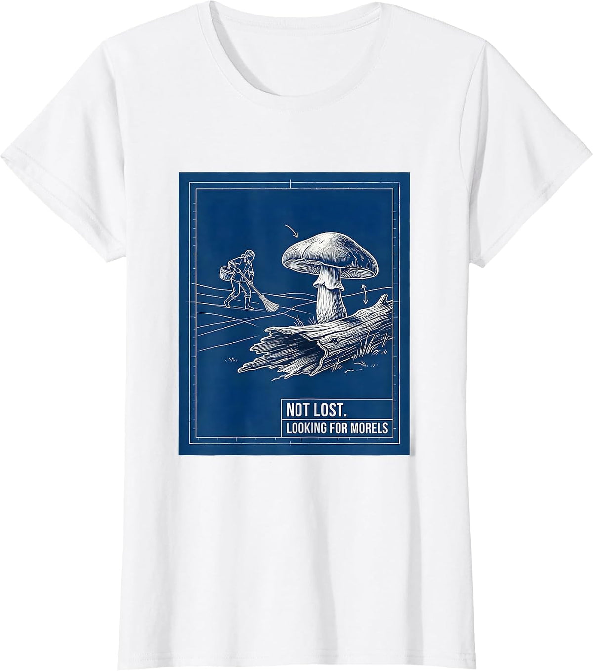 Women's Not Lost Looking For Morels Technical Blueprint Outdoor T-Shirt - White