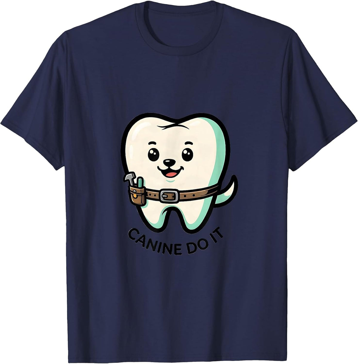 Men's Canine Do It Cute Kawaii Dental Hygienist Funny Dental Pun T-Shirt - Navy Blue