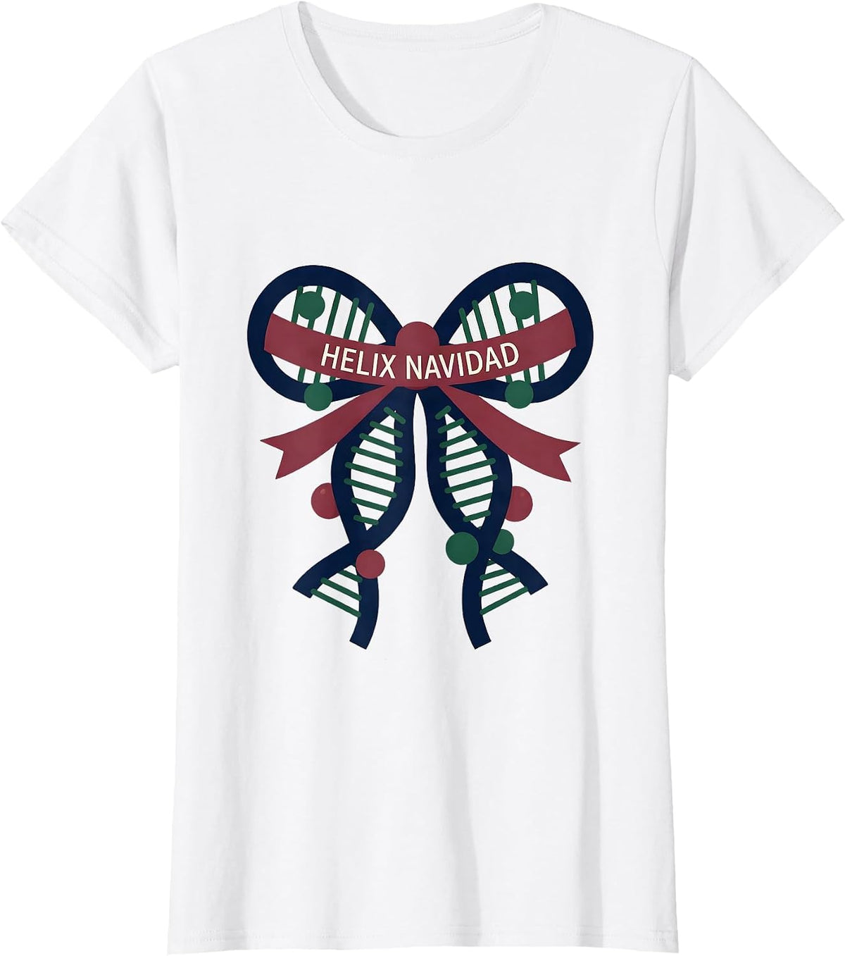 Women's Helix Navidad Editorial Conceptual Science Teacher DNA Humor T-Shirt - White