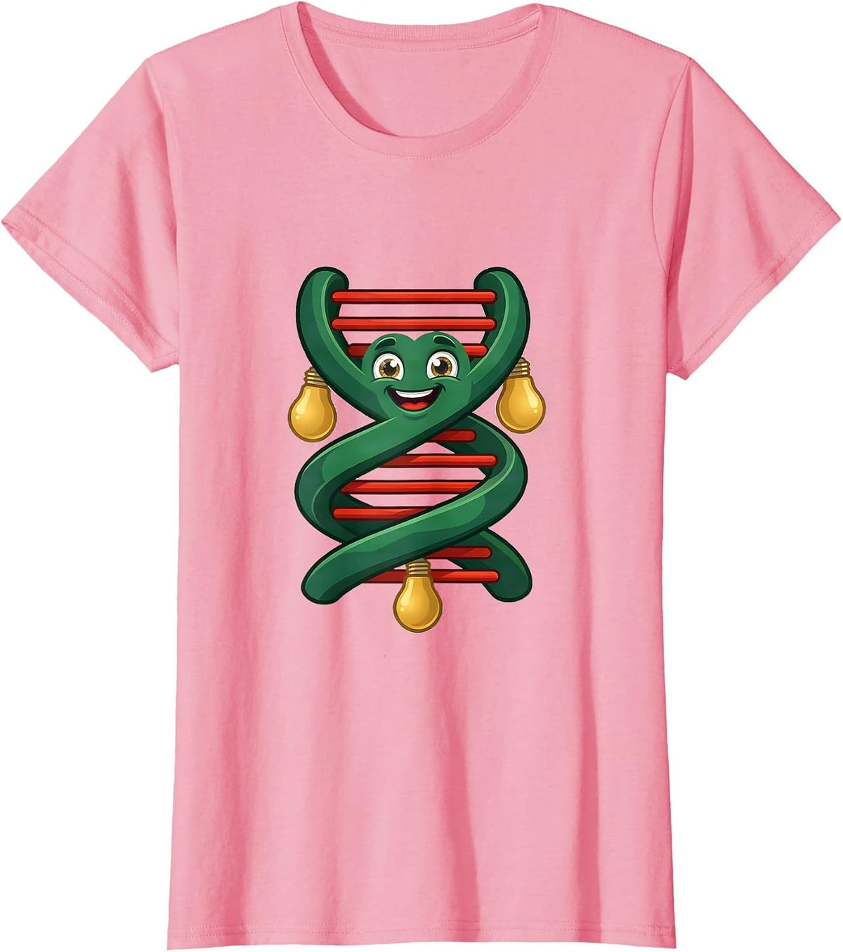 Women's DNA Garland Creature Science Teacher Christmas Humor T-Shirt - Pink