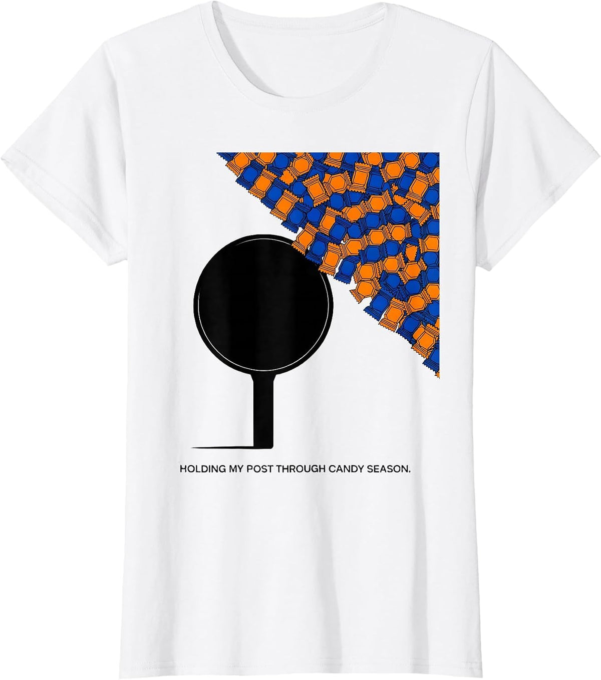 Holding My Post Through Candy Season Geometric Dental T-Shirt - White