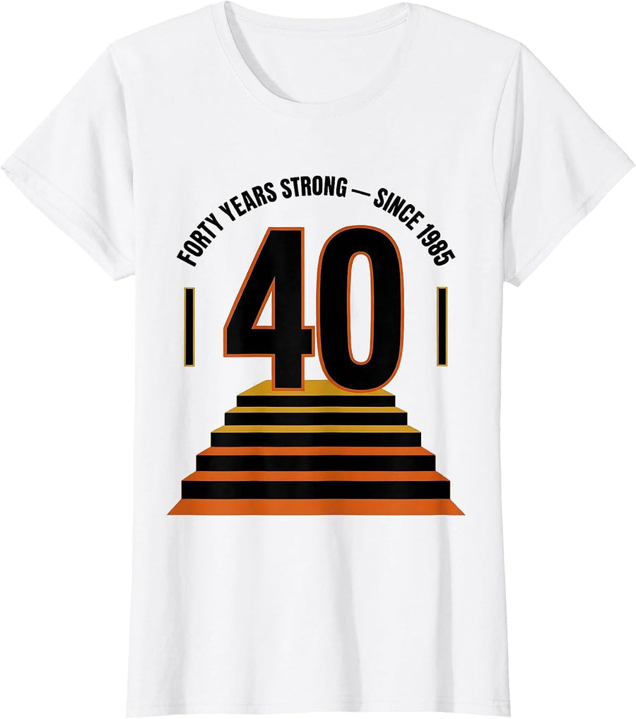 Women's Forty Years Strong Since 1985 Vintage Decade Birthday Gag T-Shirt - White
