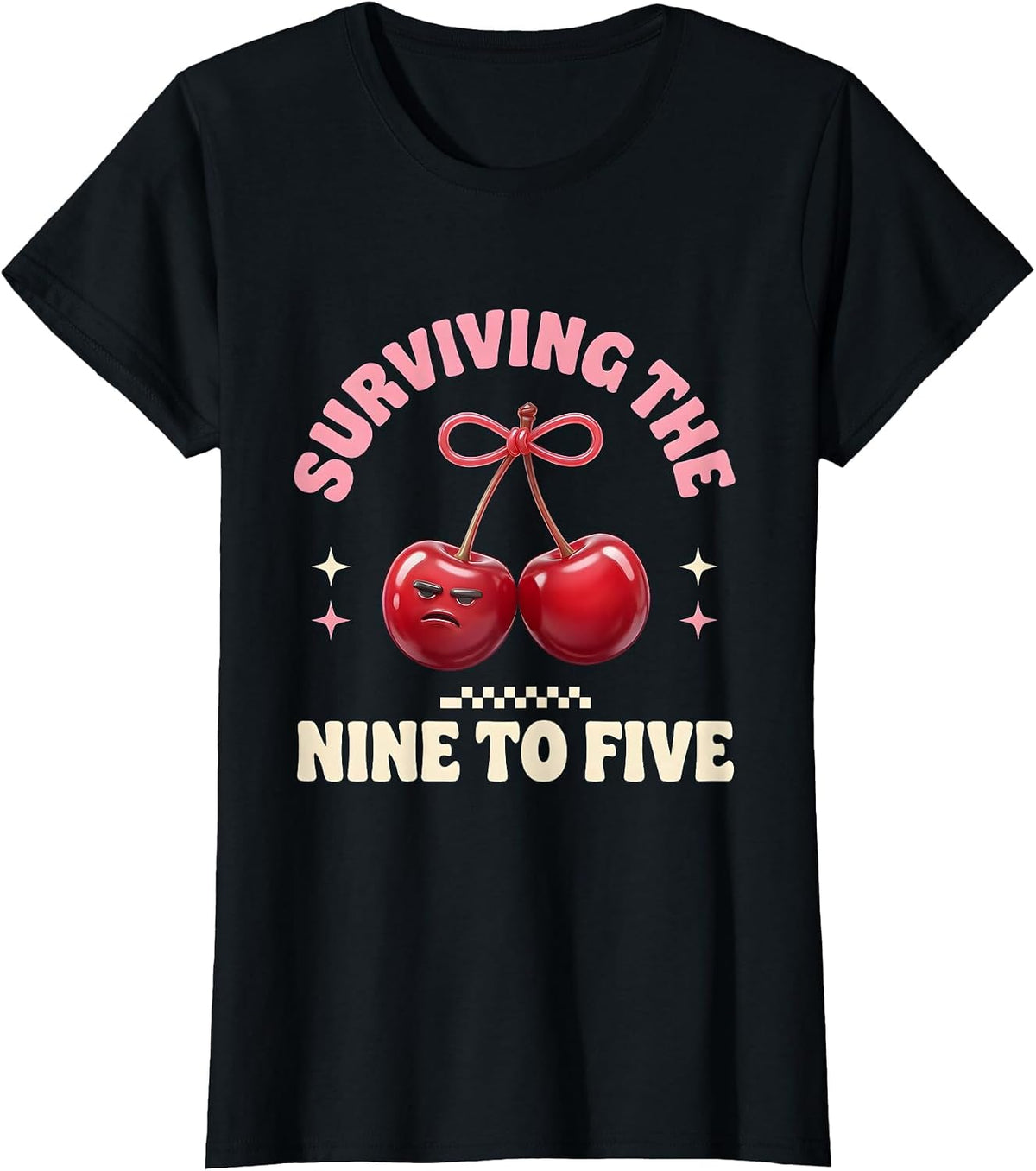 Surviving the Nine to Five Workplace Humor Design T-Shirt - Black