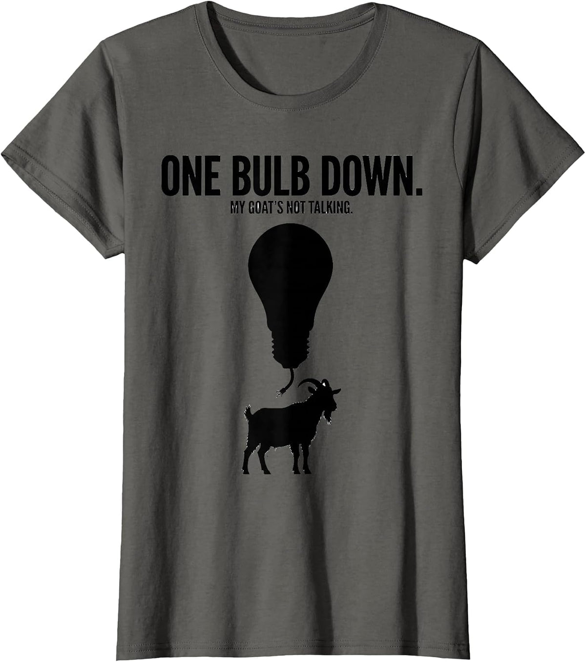 Women's One Bulb Down My Goat's Not Talking Funny Goat Lover T-Shirt - Asphalt Grey