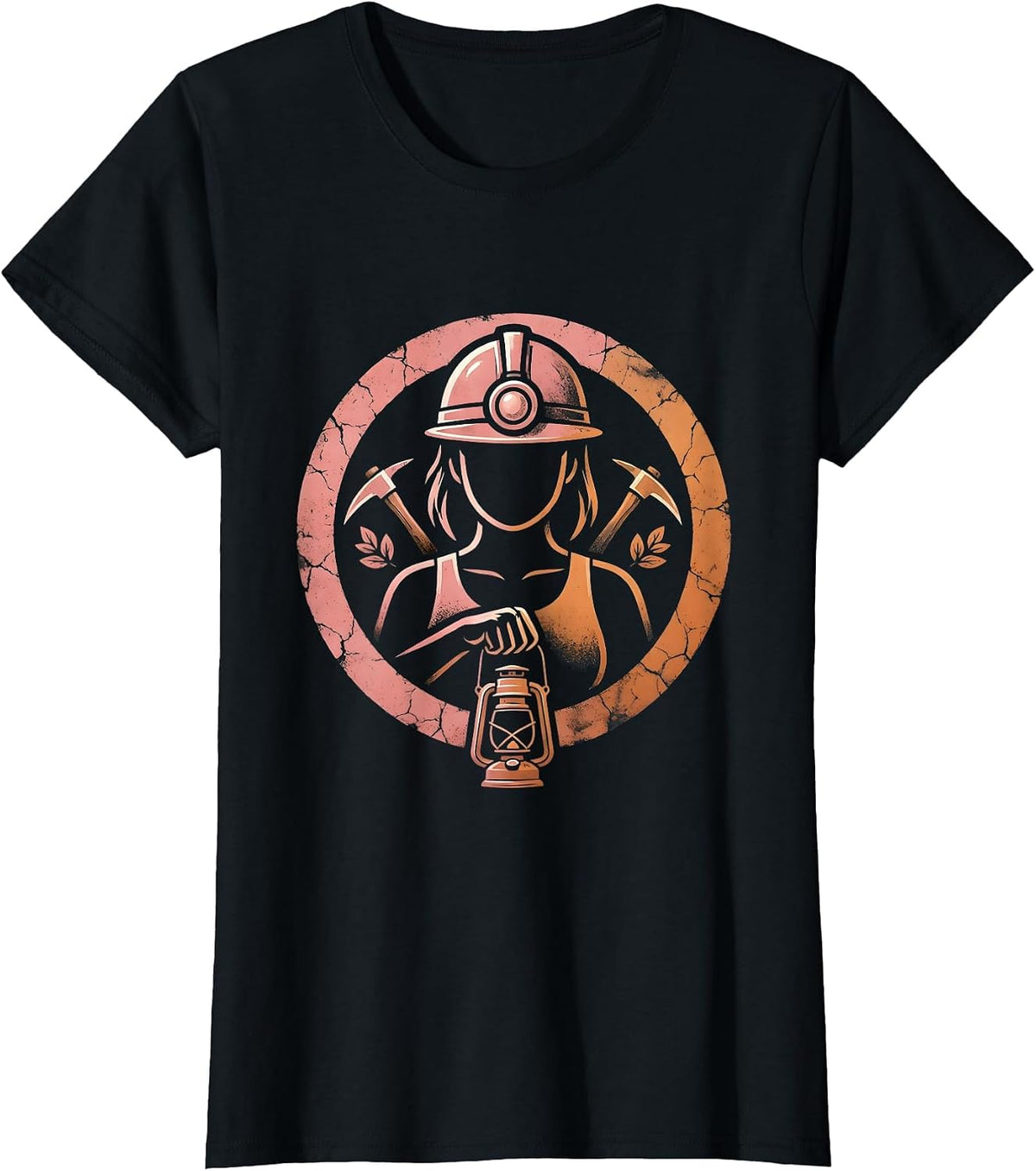 Labor Day Miner Helmet Lantern Underground Art T-Shirt - Black