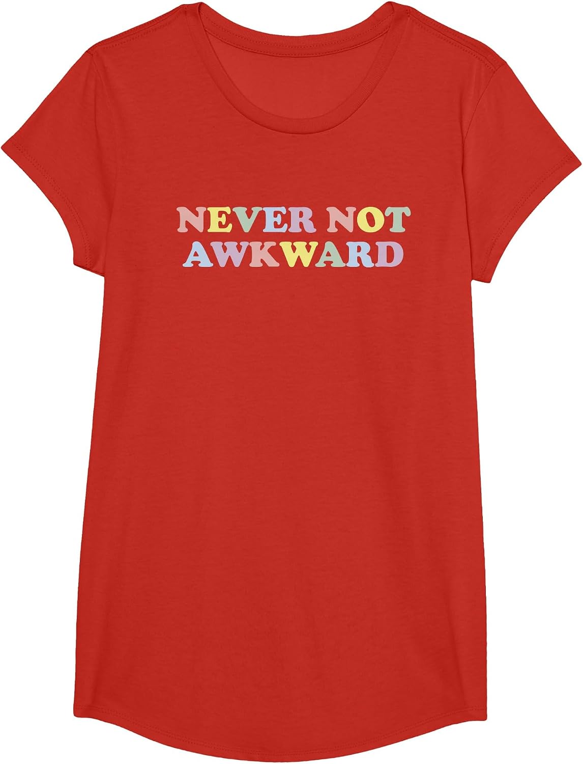 Never Not Awkward Girls Fun Cute Novelty T-Shirt - Girls Red